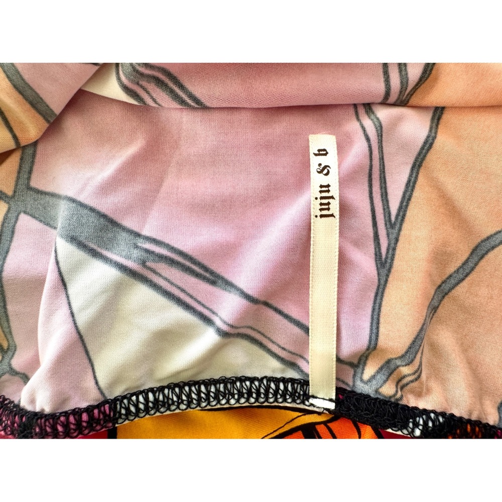 Juju & B Pink Geometric Halter Mini Dress Gold Chain Ruched Bodycon Size L - Picture 4 of 11